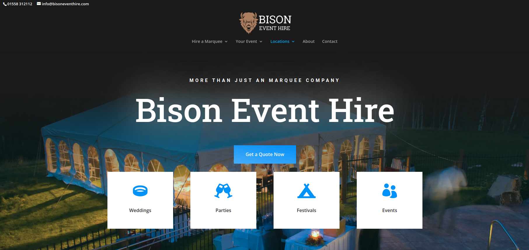 event hire website design