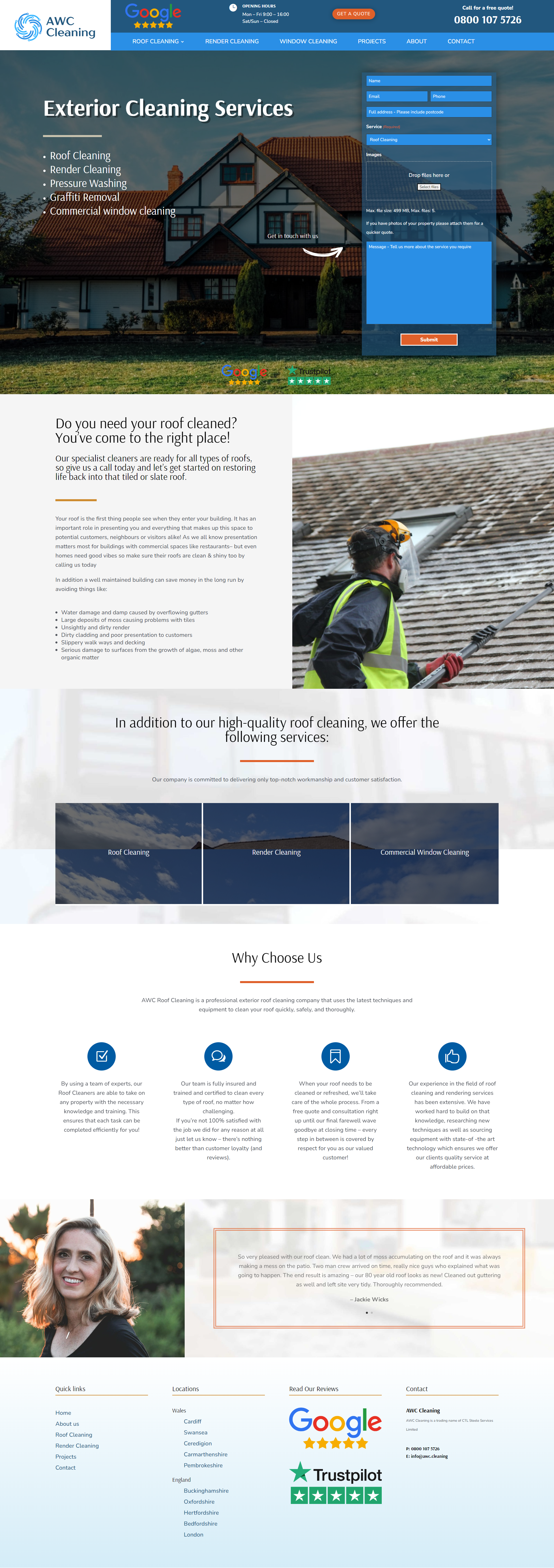 awc roof cleaning website design